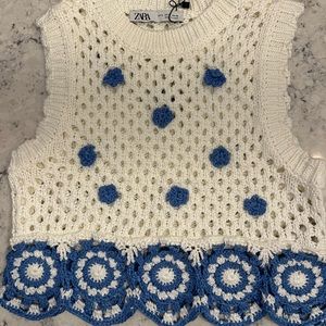 NWT Zara floral crochet top